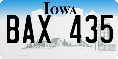 IA license plate BAX435