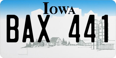 IA license plate BAX441