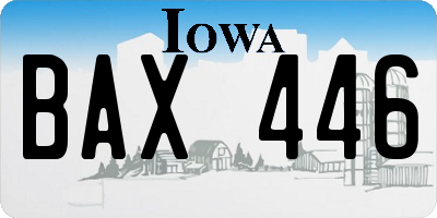 IA license plate BAX446