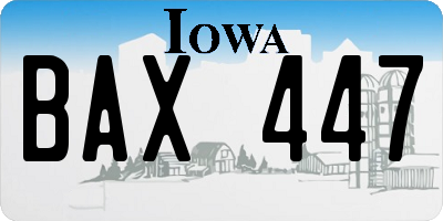 IA license plate BAX447