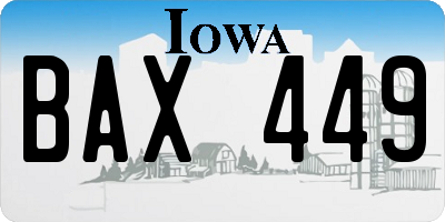 IA license plate BAX449