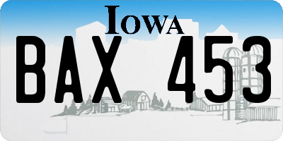 IA license plate BAX453