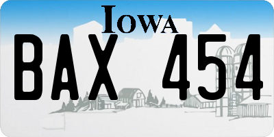 IA license plate BAX454
