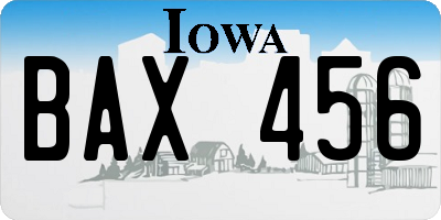 IA license plate BAX456