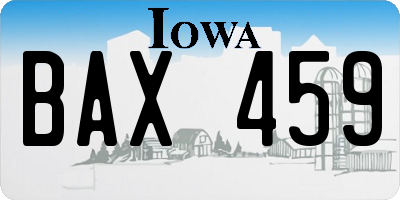 IA license plate BAX459
