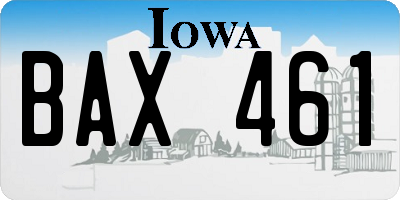 IA license plate BAX461