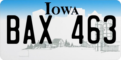 IA license plate BAX463