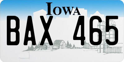 IA license plate BAX465