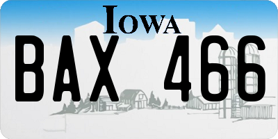 IA license plate BAX466