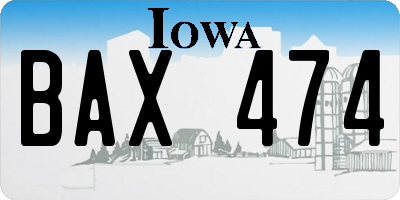 IA license plate BAX474