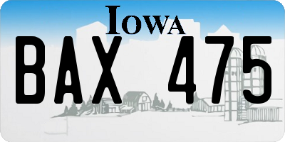 IA license plate BAX475