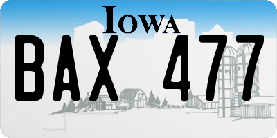 IA license plate BAX477