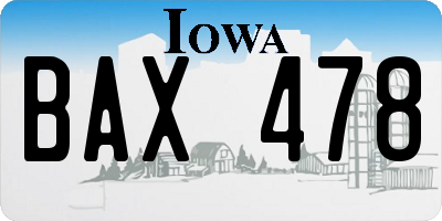 IA license plate BAX478