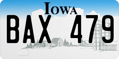 IA license plate BAX479