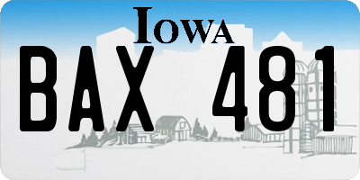 IA license plate BAX481