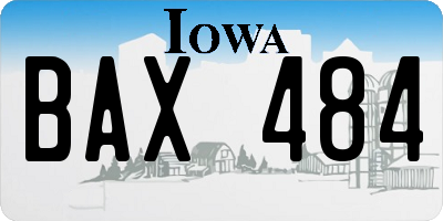 IA license plate BAX484