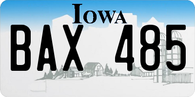 IA license plate BAX485