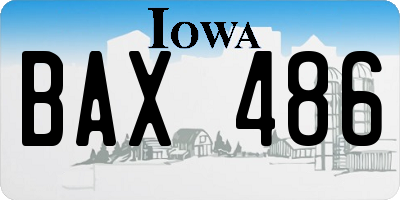 IA license plate BAX486