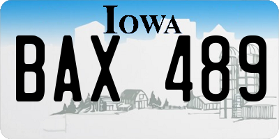 IA license plate BAX489