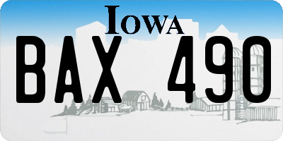 IA license plate BAX490
