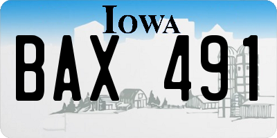 IA license plate BAX491