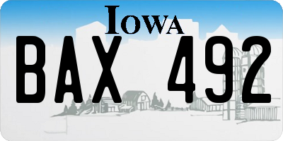 IA license plate BAX492