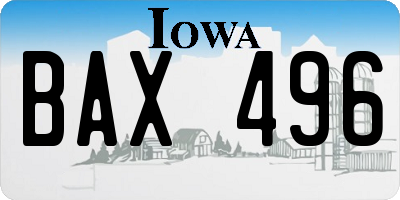 IA license plate BAX496