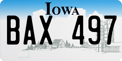 IA license plate BAX497