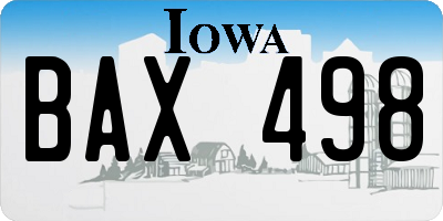 IA license plate BAX498