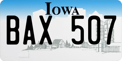 IA license plate BAX507