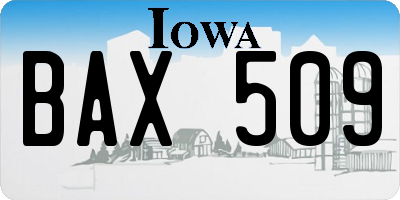 IA license plate BAX509
