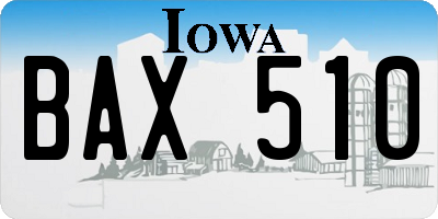 IA license plate BAX510