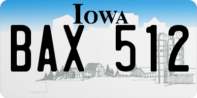IA license plate BAX512