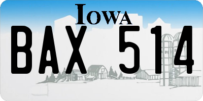 IA license plate BAX514