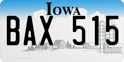 IA license plate BAX515