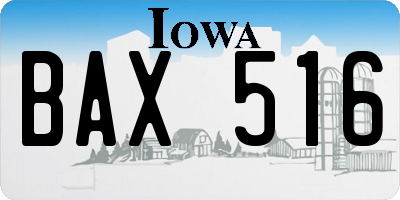 IA license plate BAX516