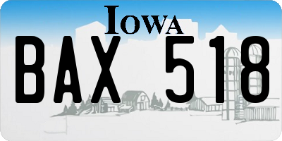 IA license plate BAX518