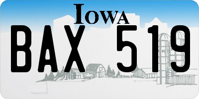 IA license plate BAX519