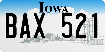 IA license plate BAX521