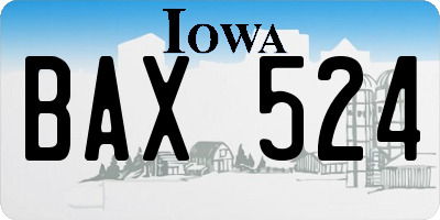 IA license plate BAX524