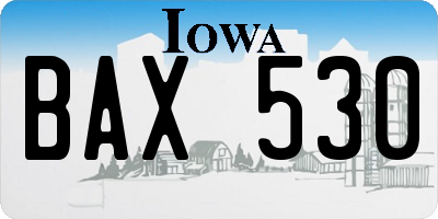 IA license plate BAX530