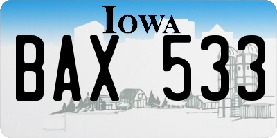 IA license plate BAX533