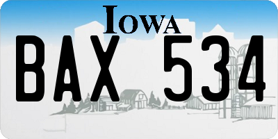 IA license plate BAX534