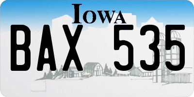 IA license plate BAX535