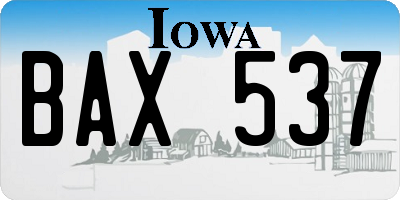 IA license plate BAX537