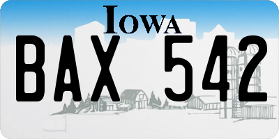 IA license plate BAX542