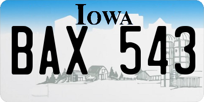 IA license plate BAX543
