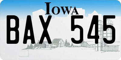 IA license plate BAX545