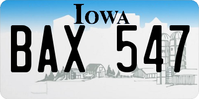 IA license plate BAX547