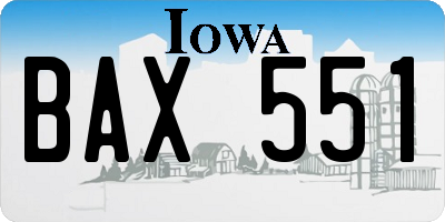 IA license plate BAX551